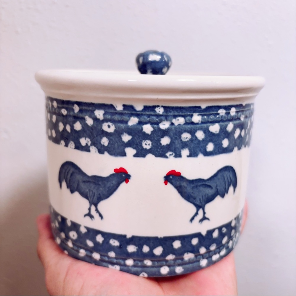 Rare Chanticleer England Pottery Hen Chicken Pottery Canister/Lid Biscuit Barrel
